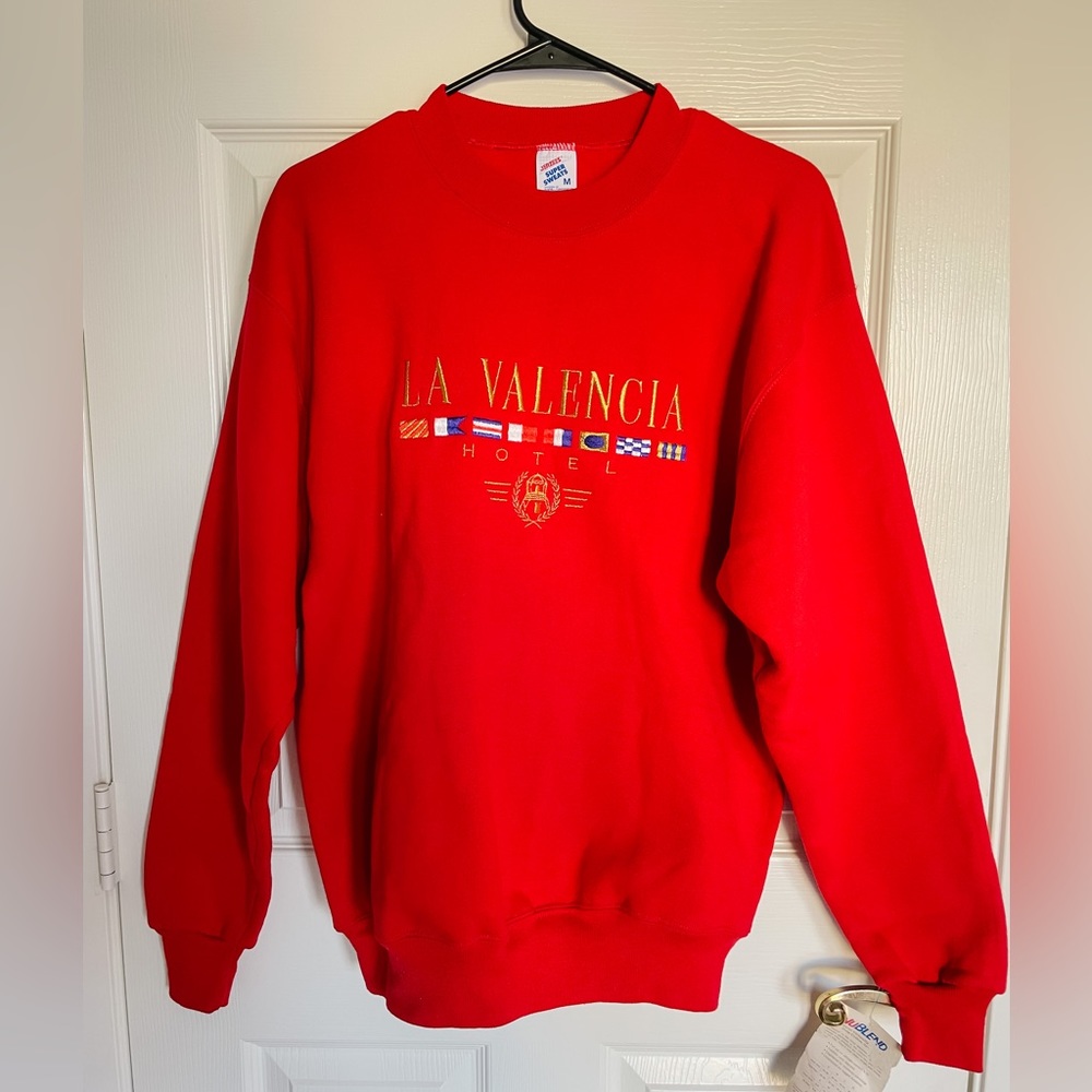 Vintage Jerzees Super Sweats Nublend Red La Valencia Hotel Red Sweater Size M